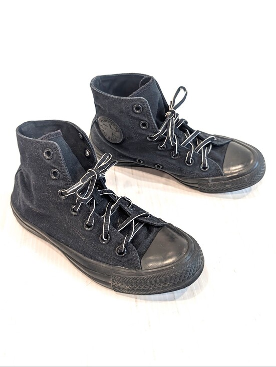 Converse Shoes - CONVERSE High-Top Monochrome Black Canvas Sneakers Size 6 Women's